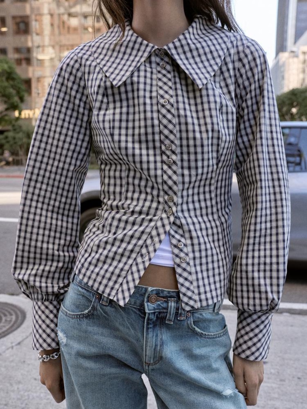 Checked Peter Pan Blouse
